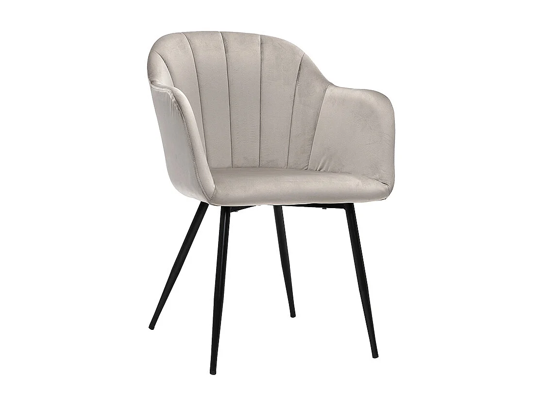 Chaise design en tissu velours taupe et métal noir MILLY