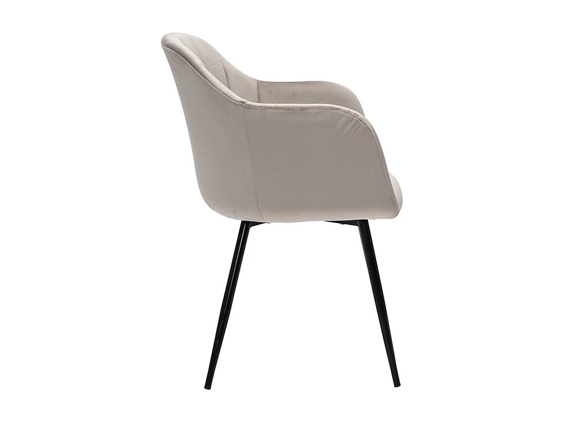 Chaise design en tissu velours taupe et métal noir MILLY