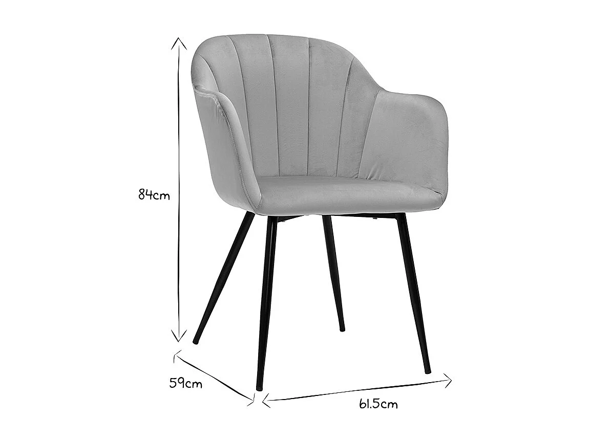 Chaise design en tissu velours taupe et métal noir MILLY