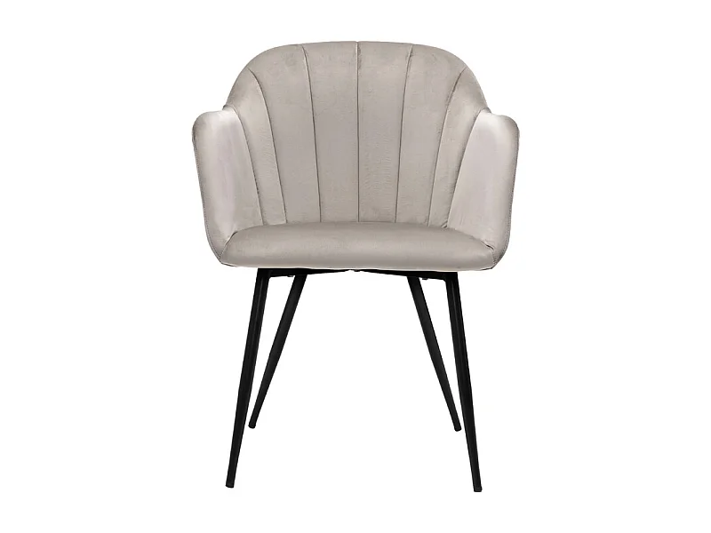 Chaise design en tissu velours taupe et métal noir MILLY