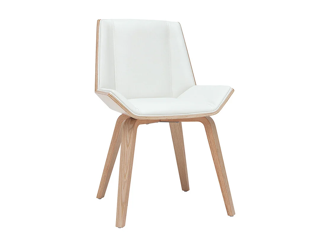 Chaise design blanc et bois clair MELKIOR
