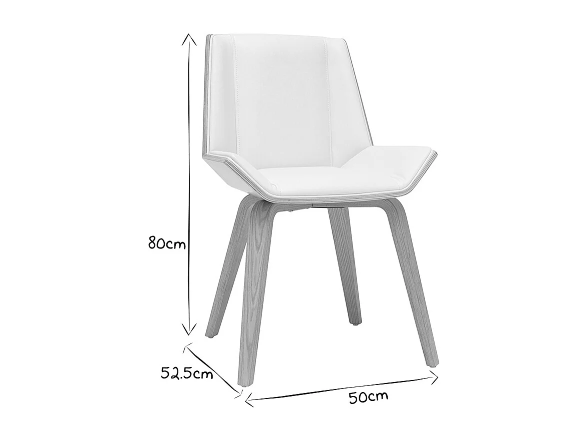Chaise design blanc et bois clair MELKIOR