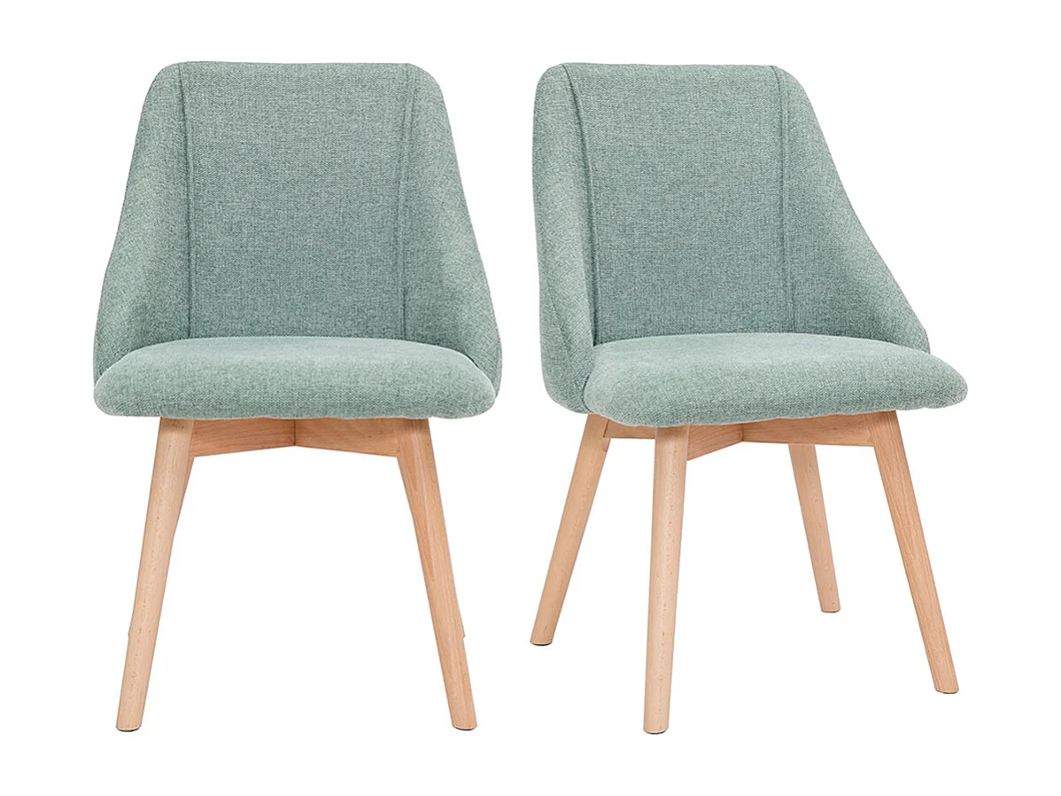 Stühle mit Stoff in strukturiertem Samteffekt in Grün und hellem Holz (2er-Set) HIGGINS