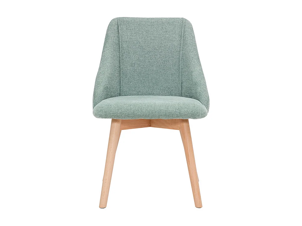Chaises scandinaves en tissu effet velours texturé vert céladon et bois clair (lot de 2) HIGGINS