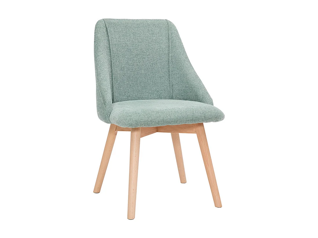 Chaises scandinaves en tissu effet velours texturé vert céladon et bois clair (lot de 2) HIGGINS