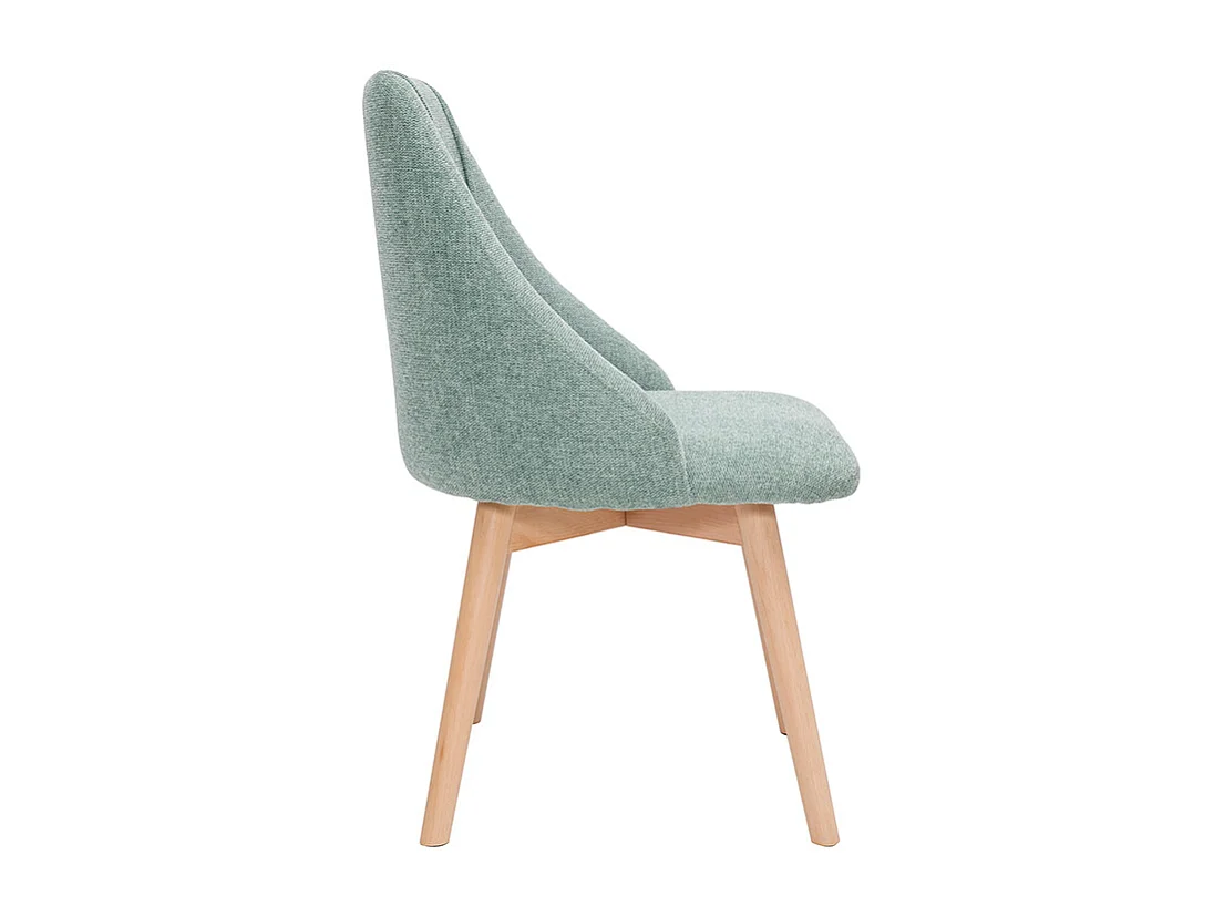 Chaises scandinaves en tissu effet velours texturé vert céladon et bois clair (lot de 2) HIGGINS