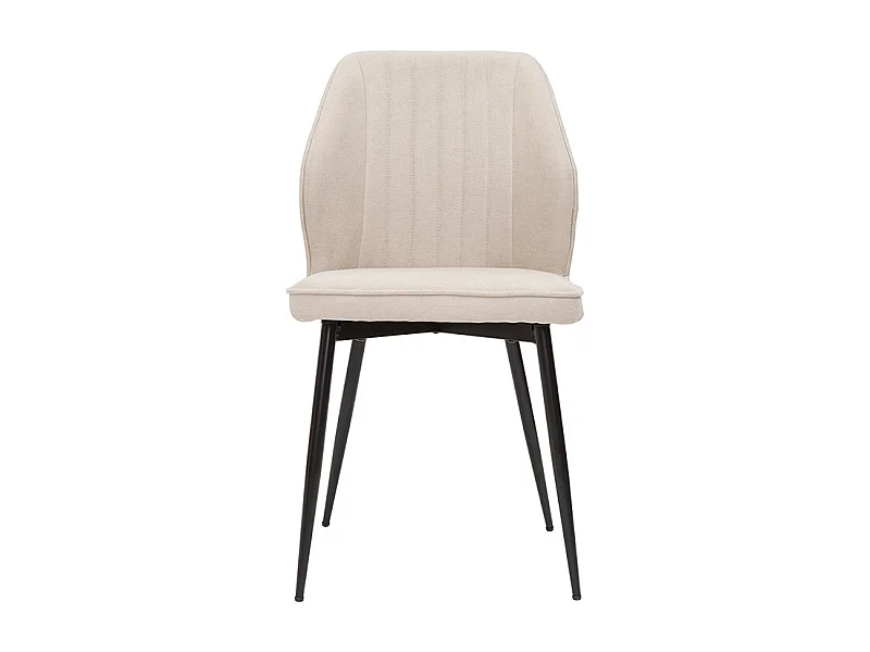 Chaises design en tissu effet velours beige et métal noir (lot de 2) FANETTE