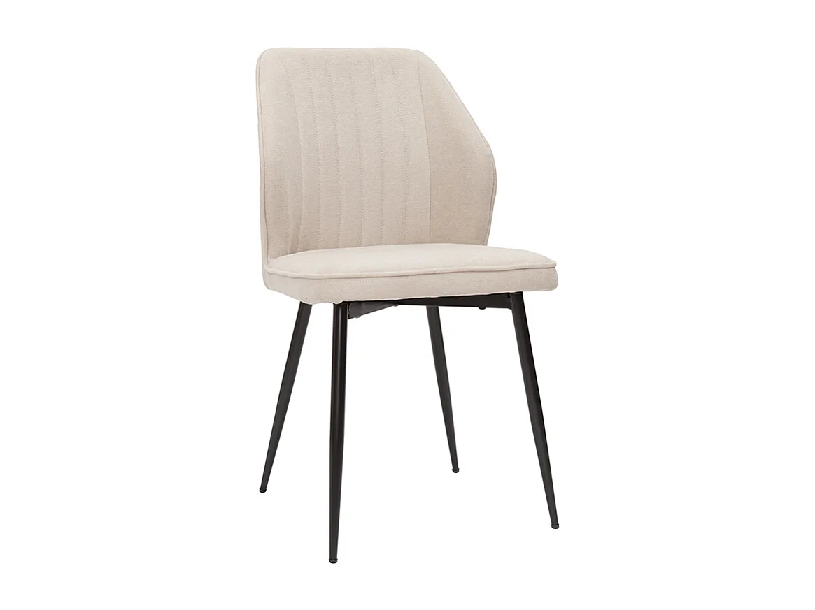 Set de 2 sillas de diseño de tejido efecto aterciopelado beige y metal negro FANETTE