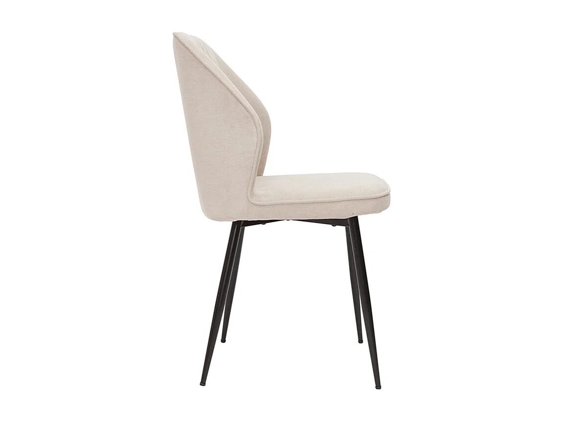 Set de 2 sillas de diseño de tejido efecto aterciopelado beige y metal negro FANETTE