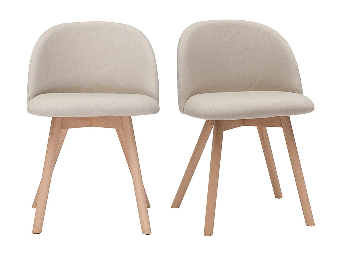 Chaises scandinaves en tissu naturel et bois clair massif (lot de 2) CELESTE