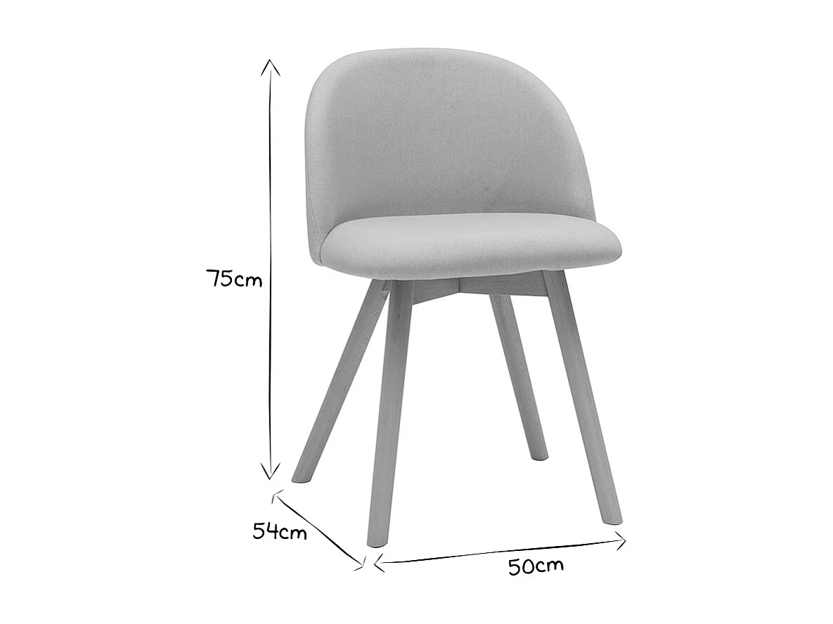 Chaises scandinaves en tissu naturel et bois clair massif (lot de 2) CELESTE