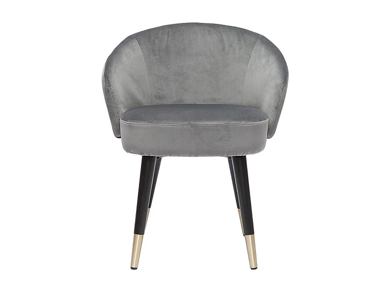 Set de 2 sillas de diseño de terciopelo gris y patas de metal negro BRIZO