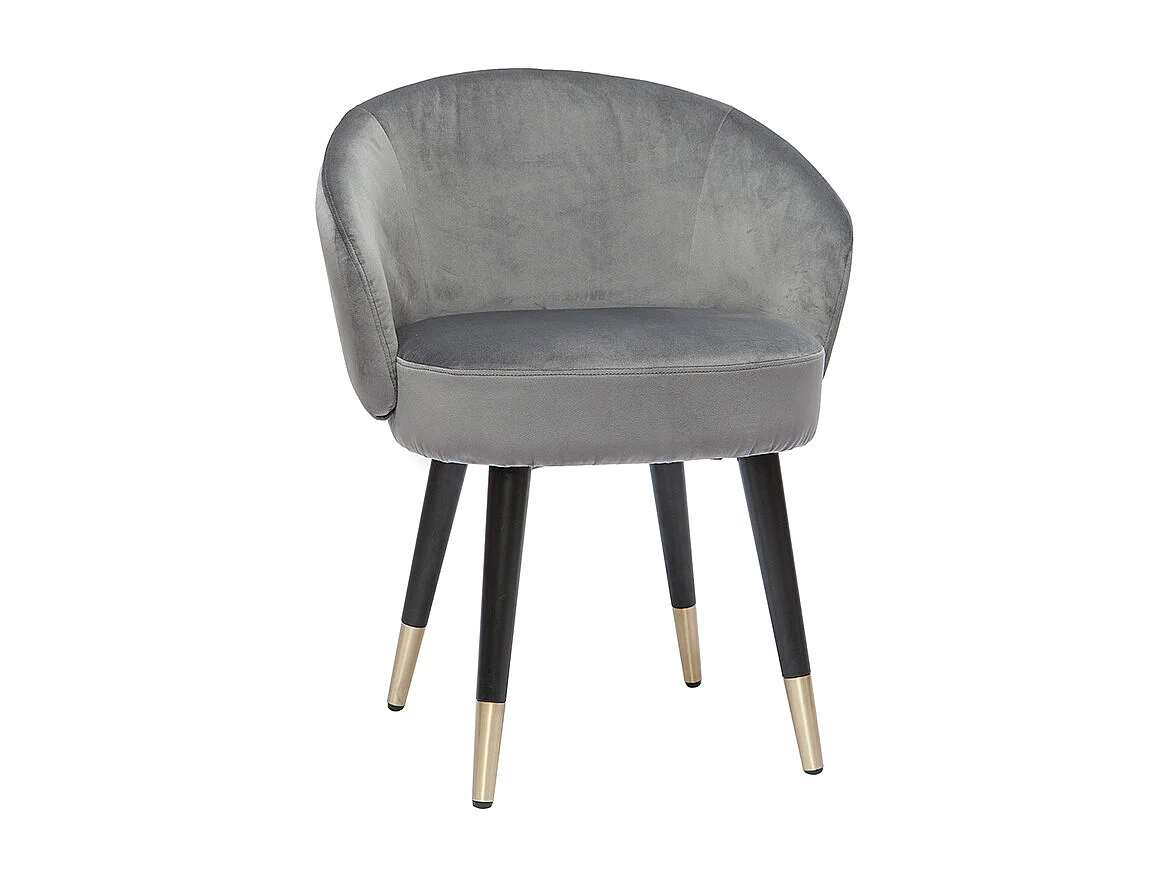 Set de 2 sillas de diseño de terciopelo gris y patas de metal negro BRIZO