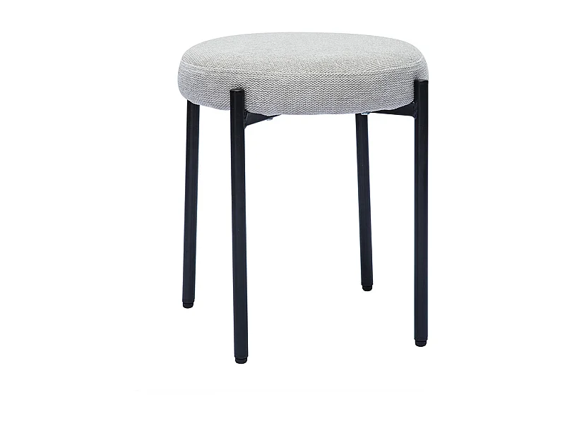 Hocker stapelbar im beigen Samtdesign mit schwarzem Metallfuß H41 cm KIKO