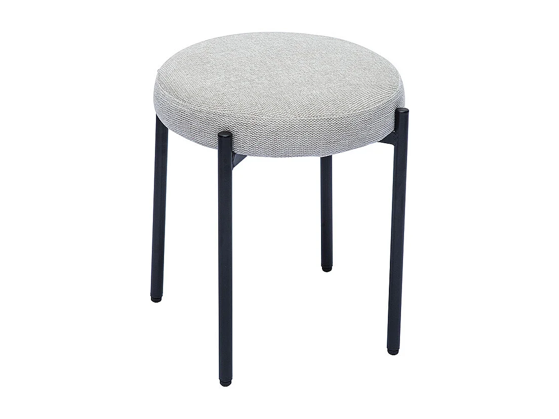 Tabouret bas empilable en tissu effet velours texturé beige et métal noir H41 cm KIKO