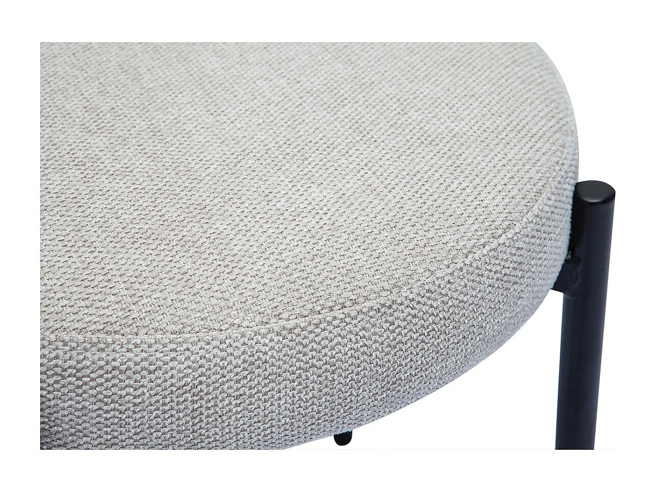 Tabouret bas empilable en tissu effet velours texturé beige et métal noir H41 cm KIKO