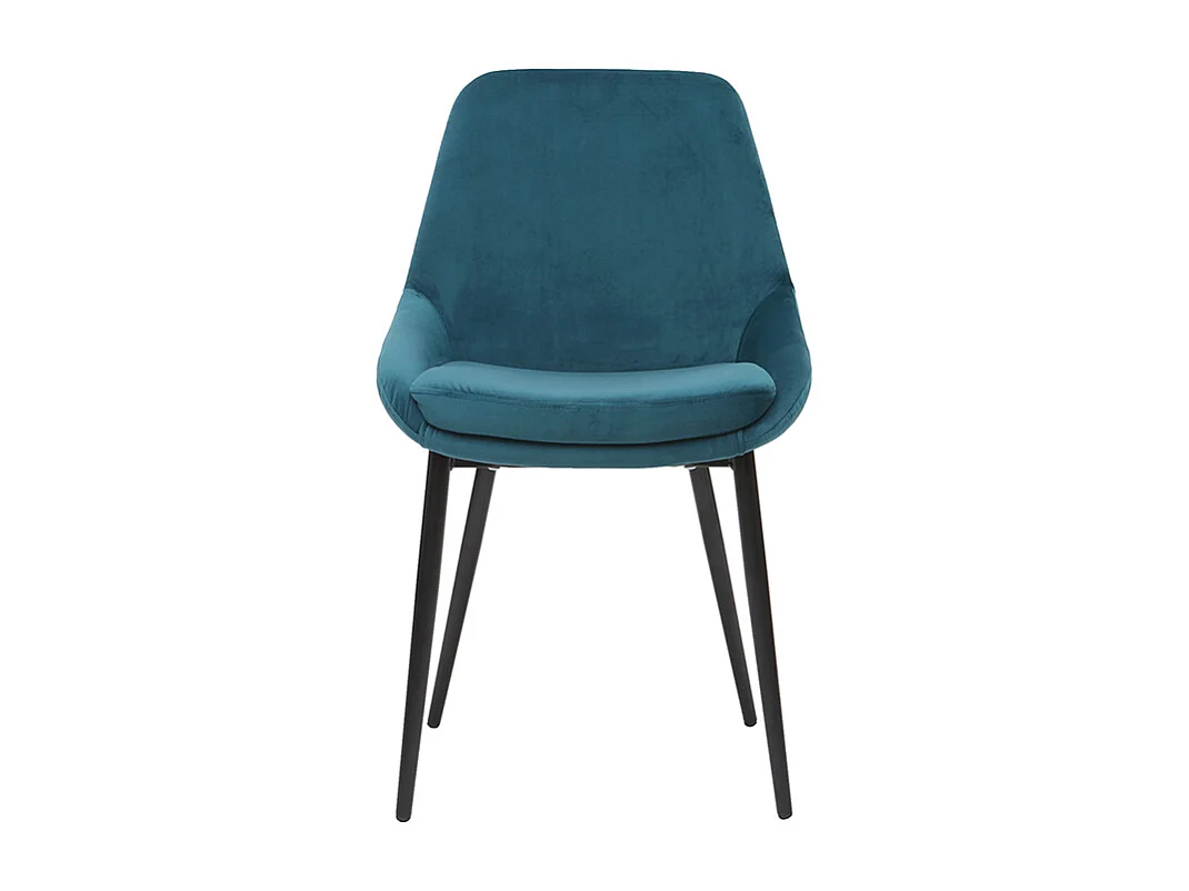 Chaises design en tissu velours bleu pétrole et métal noir (lot de 2) HOLO