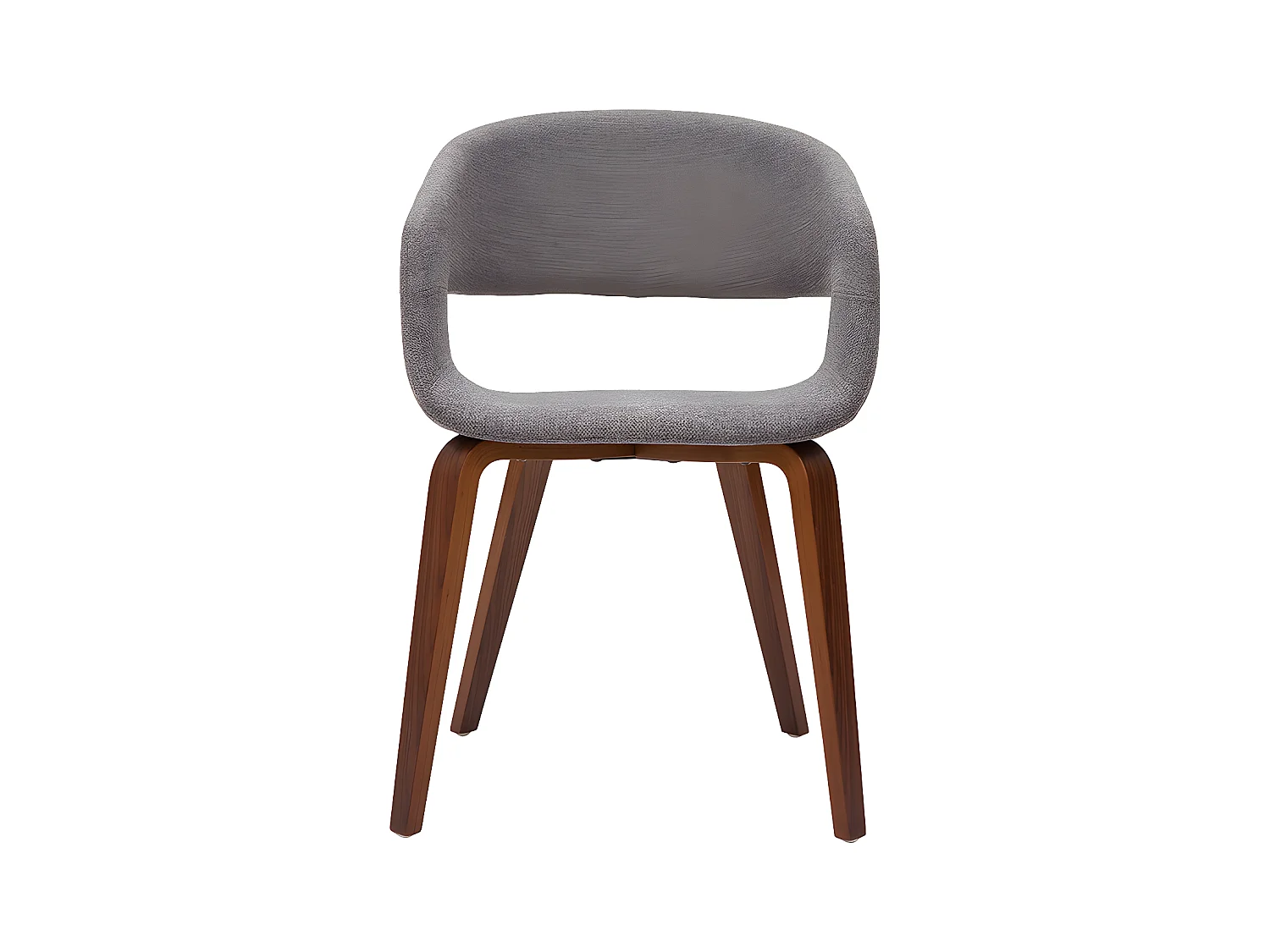 Chaises design en tissu gris et pieds en bois foncé noyer (lot de 2) SLAM
