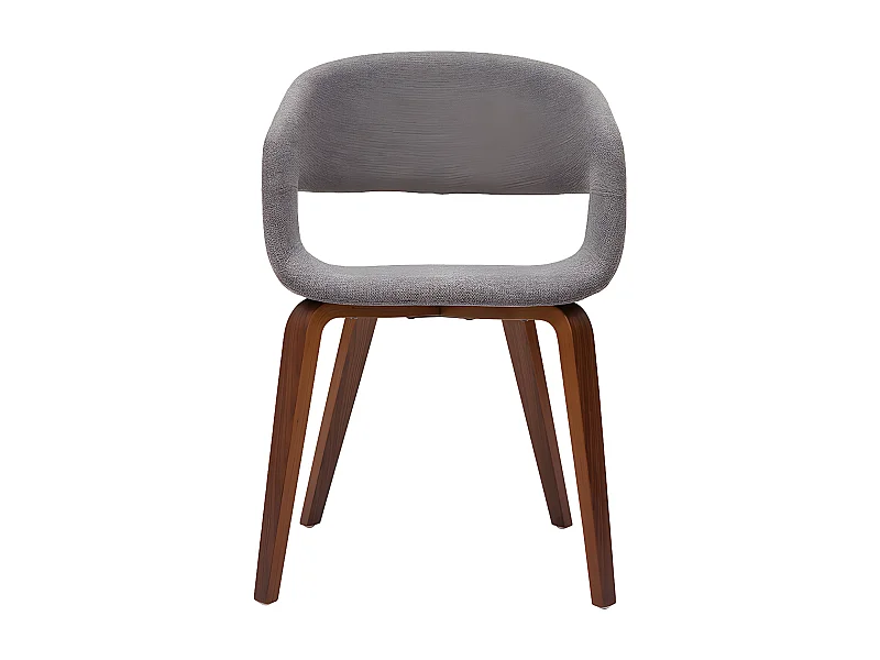 Chaises design en tissu gris et pieds en bois foncé noyer (lot de 2) SLAM