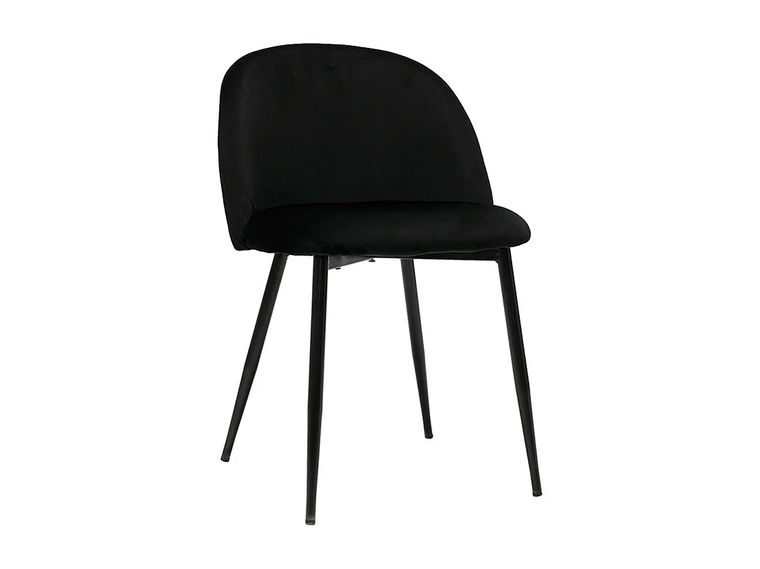 Set de 2 sillas de diseño de terciopelo negro y metal negro CELESTE