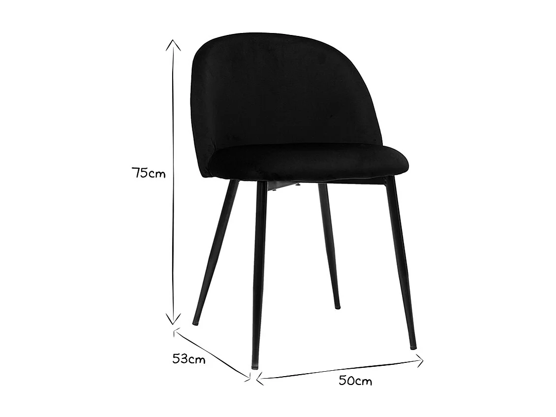 Set de 2 sillas de diseño de terciopelo negro y metal negro CELESTE