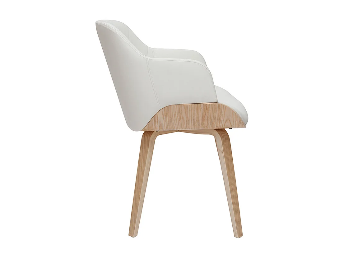 Sedia design bianco e legno chiaro LUCIEN