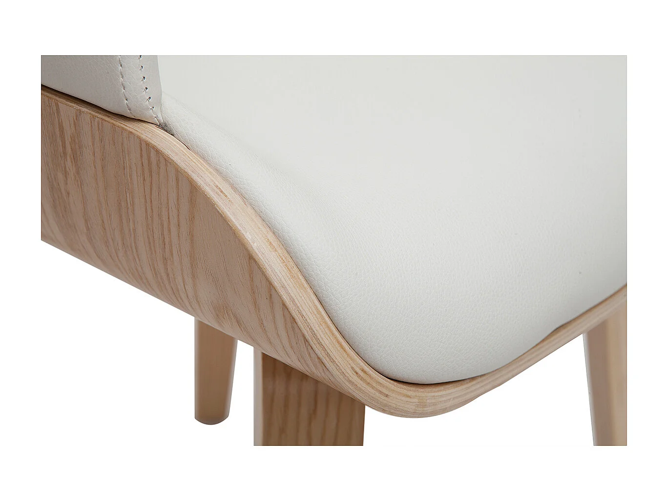 Sedia design bianco e legno chiaro LUCIEN