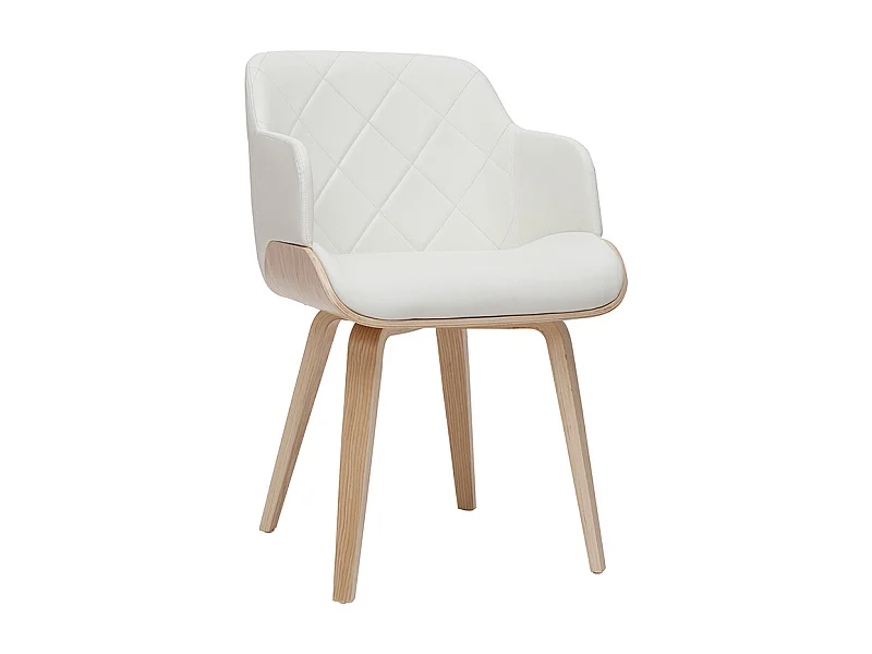 Chaise design blanc et bois clair LUCIEN