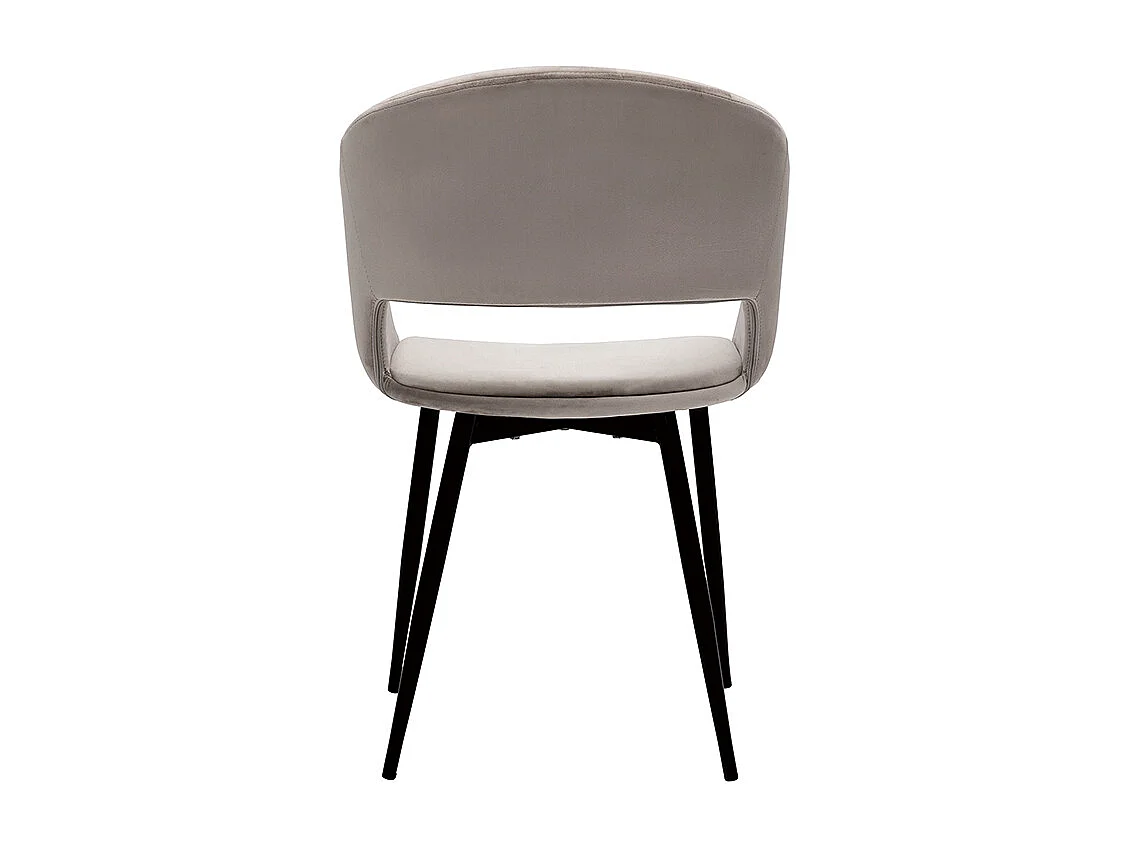 Silla de diseño de terciopelo color topo con patas de metal negro PRISMA