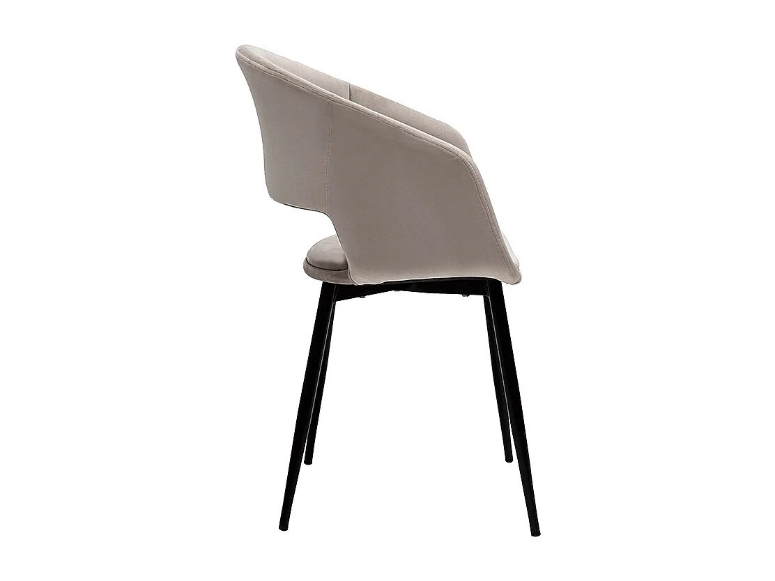 Silla de diseño de terciopelo color topo con patas de metal negro PRISMA