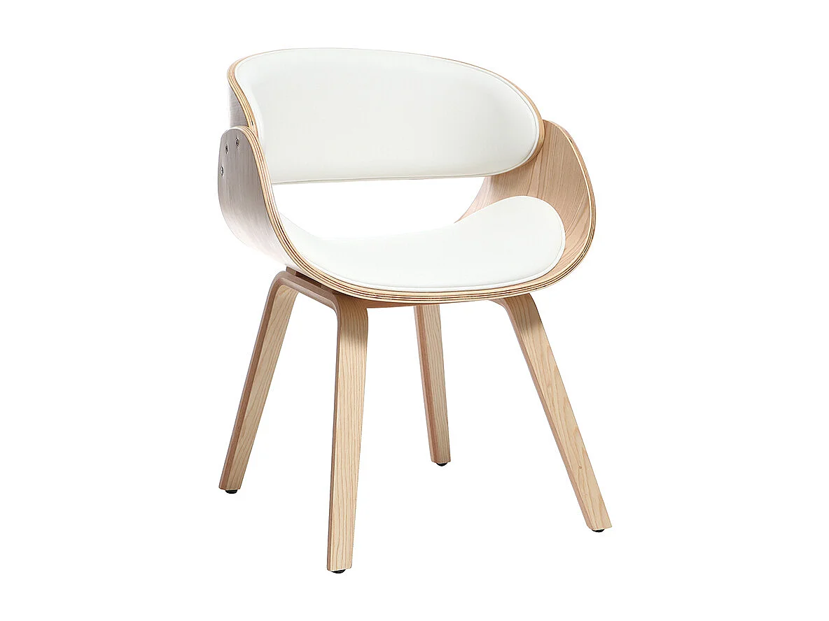 Sedia design bianco e legno chiaro BENT