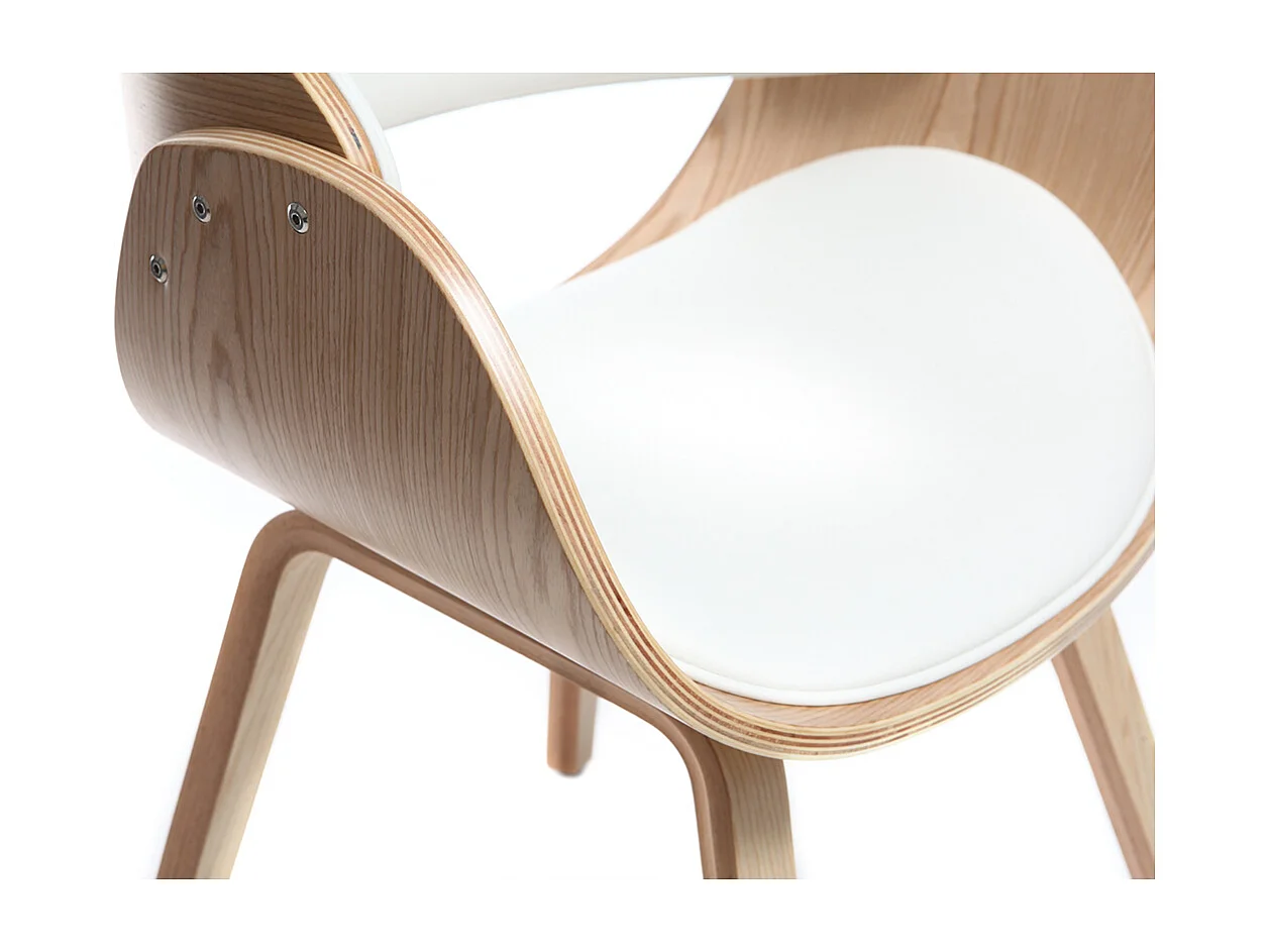 Sedia design bianco e legno chiaro BENT