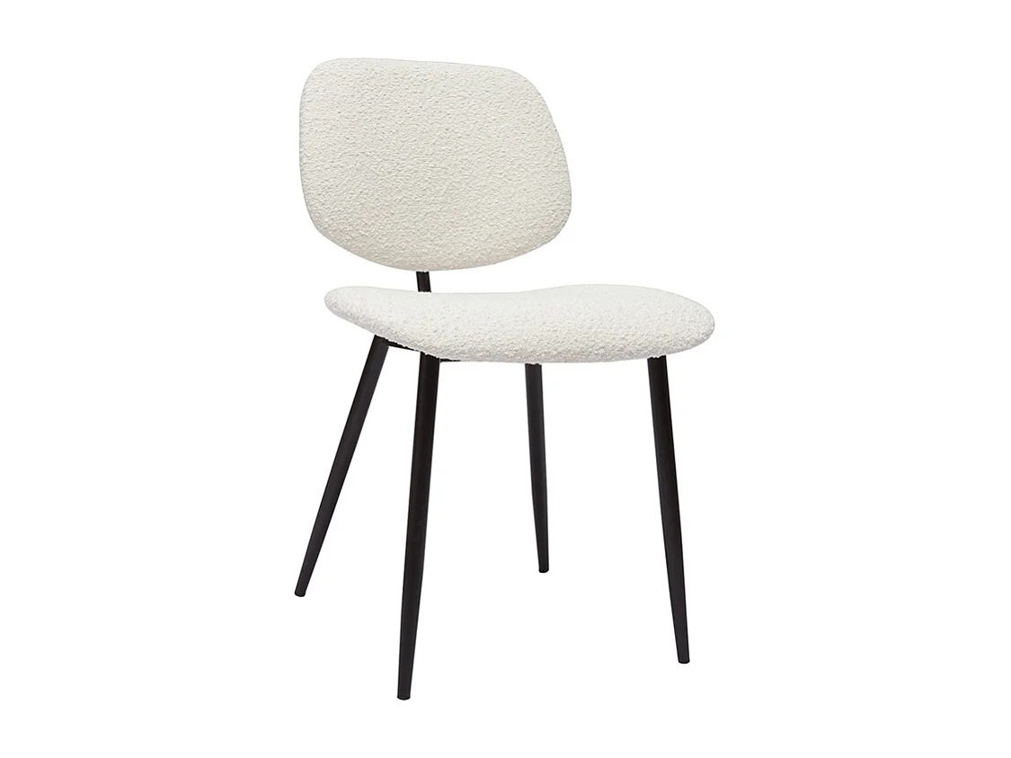 Stühle aus weißem Stoff mit Bouclé-Wolleffekt und schwarzem Metall (2er-Set) TOBIAS
