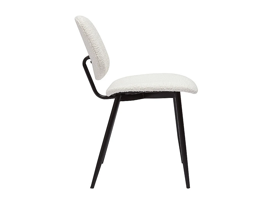 Stühle aus weißem Stoff mit Bouclé-Wolleffekt und schwarzem Metall (2er-Set) TOBIAS