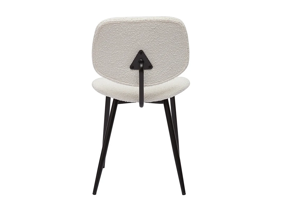 Stühle aus weißem Stoff mit Bouclé-Wolleffekt und schwarzem Metall (2er-Set) TOBIAS