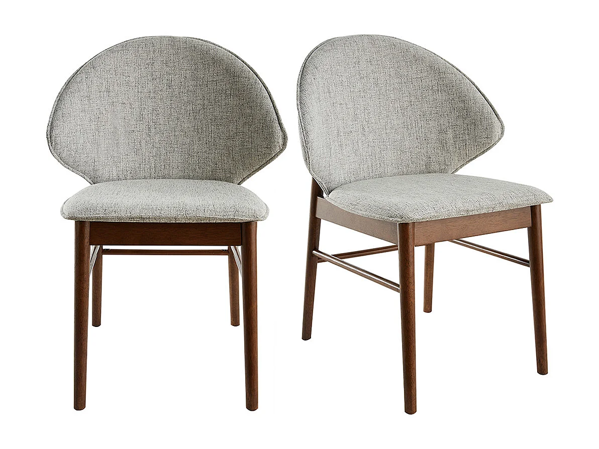 Chaises vintage en tissu gris clair et bois foncé (lot de 2) SPIKE