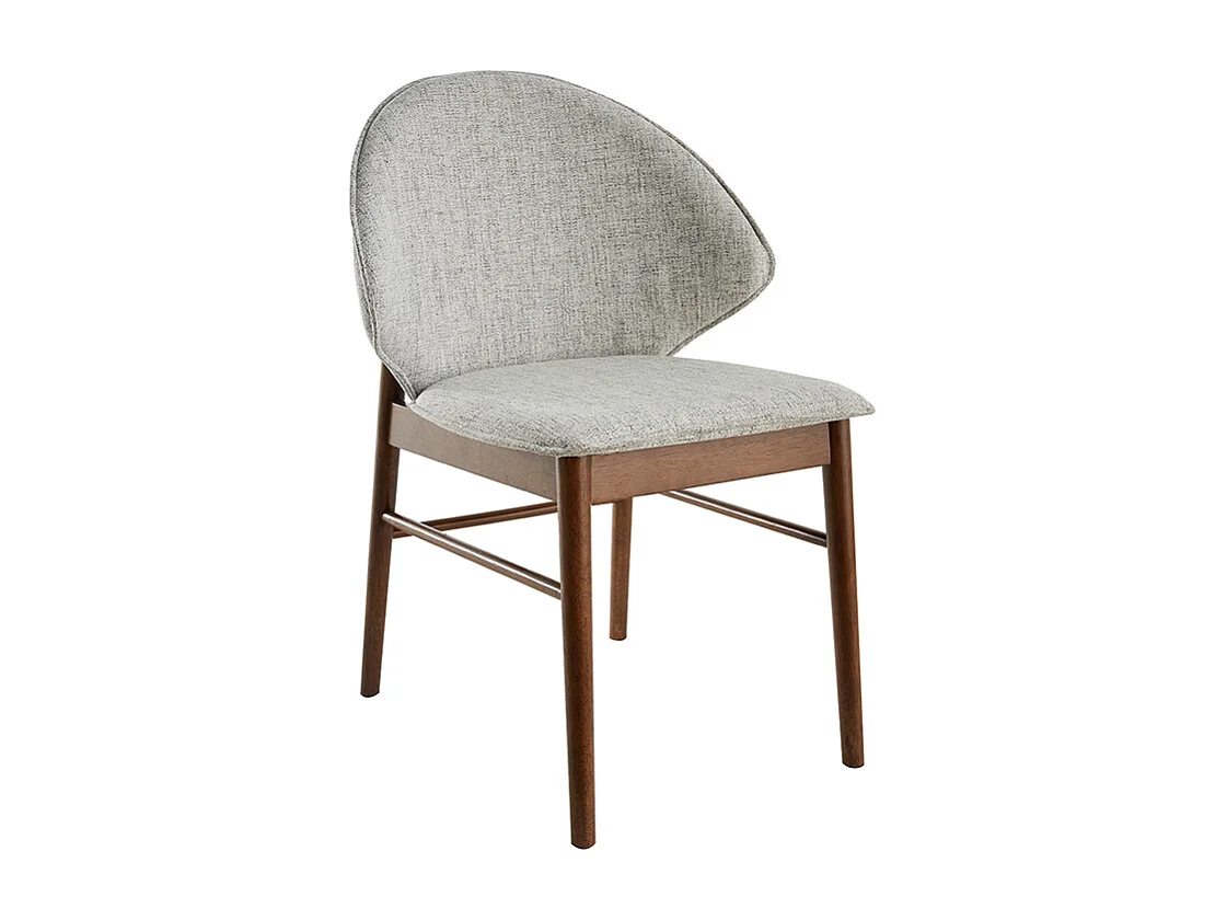 Chaises vintage en tissu gris clair et bois foncé (lot de 2) SPIKE