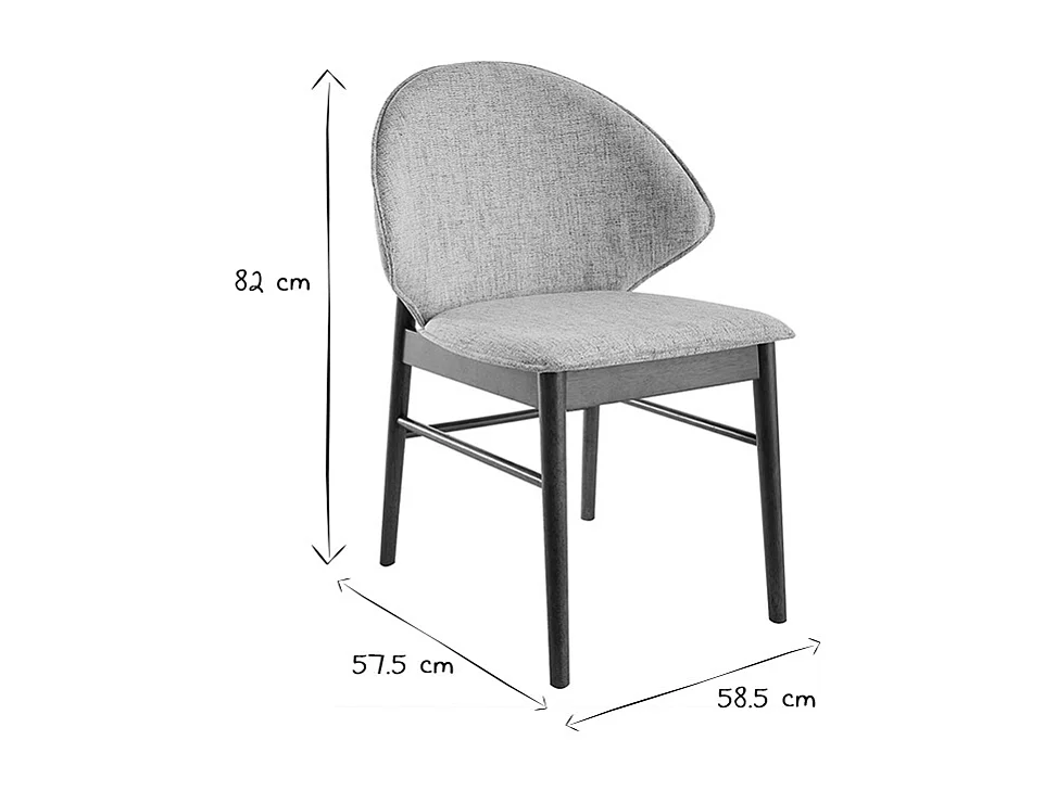 Chaises vintage en tissu gris clair et bois foncé (lot de 2) SPIKE