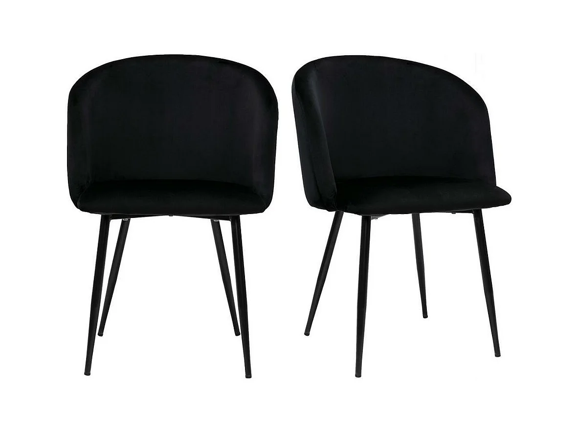 Chaises design noires en tissu velours et métal (lot de 2) VANITY