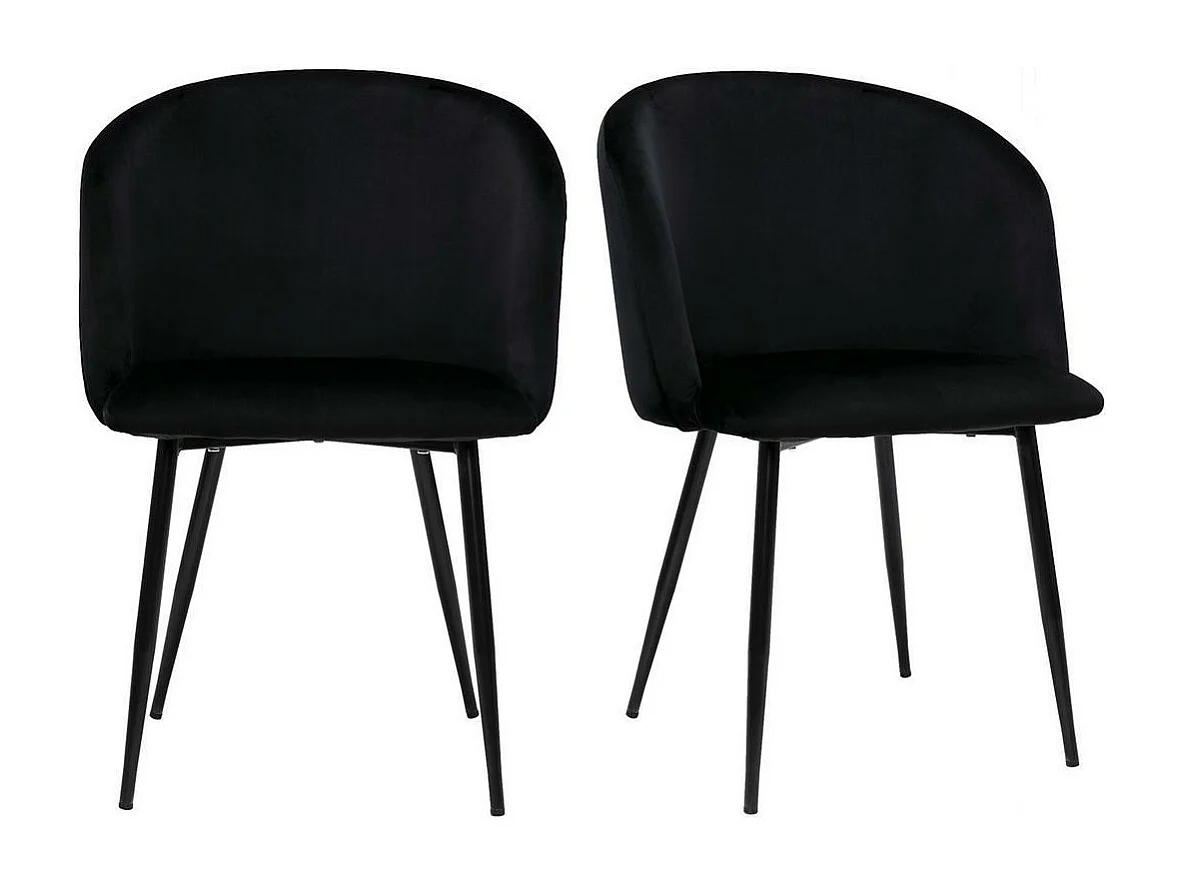 Chaises design noires en tissu velours et métal (lot de 2) VANITY