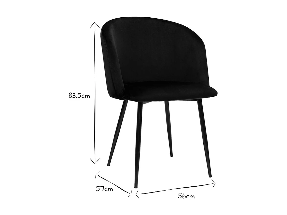 Chaises design noires en tissu velours et métal (lot de 2) VANITY