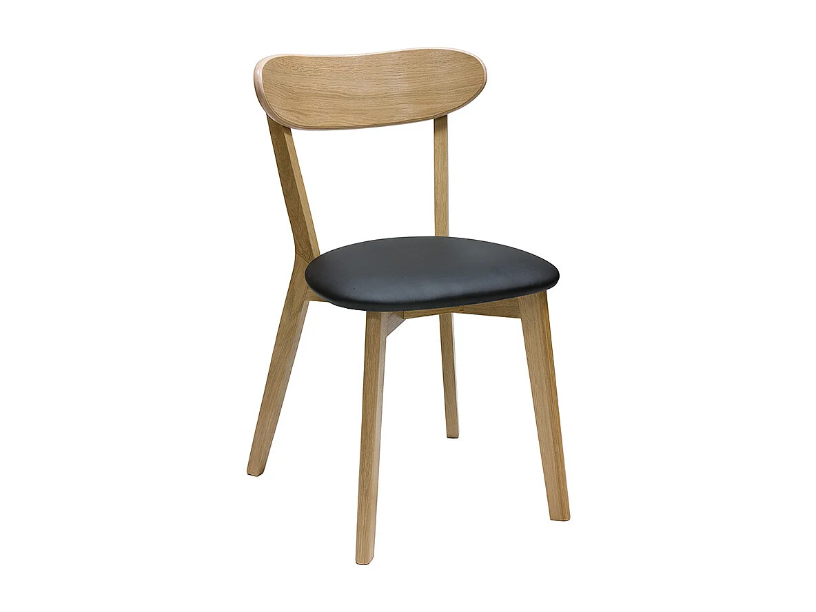 Vintage-Stühle aus hellem Holz mit Eichenfurnier und schwarzem Stoff (2er-Set) DOVE