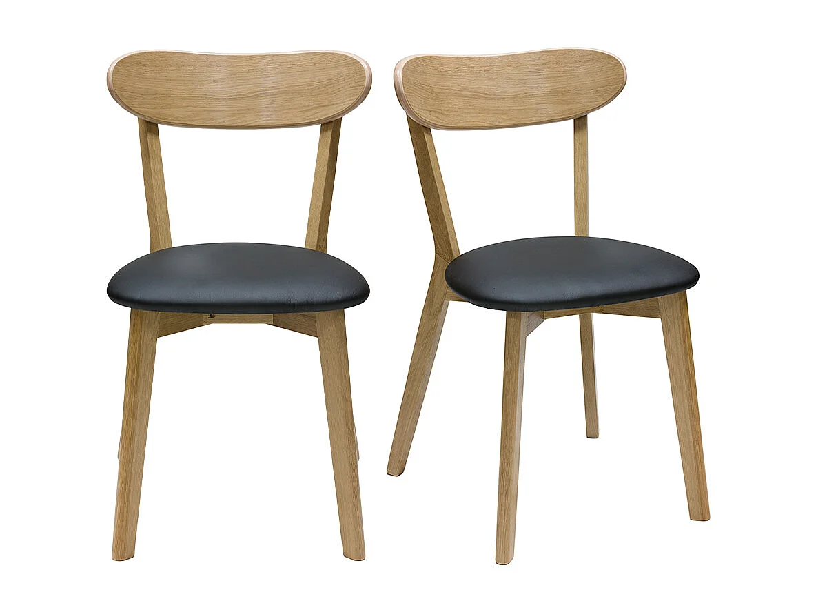 Chaises vintage en bois clair chêne et noir (lot de 2) DOVE