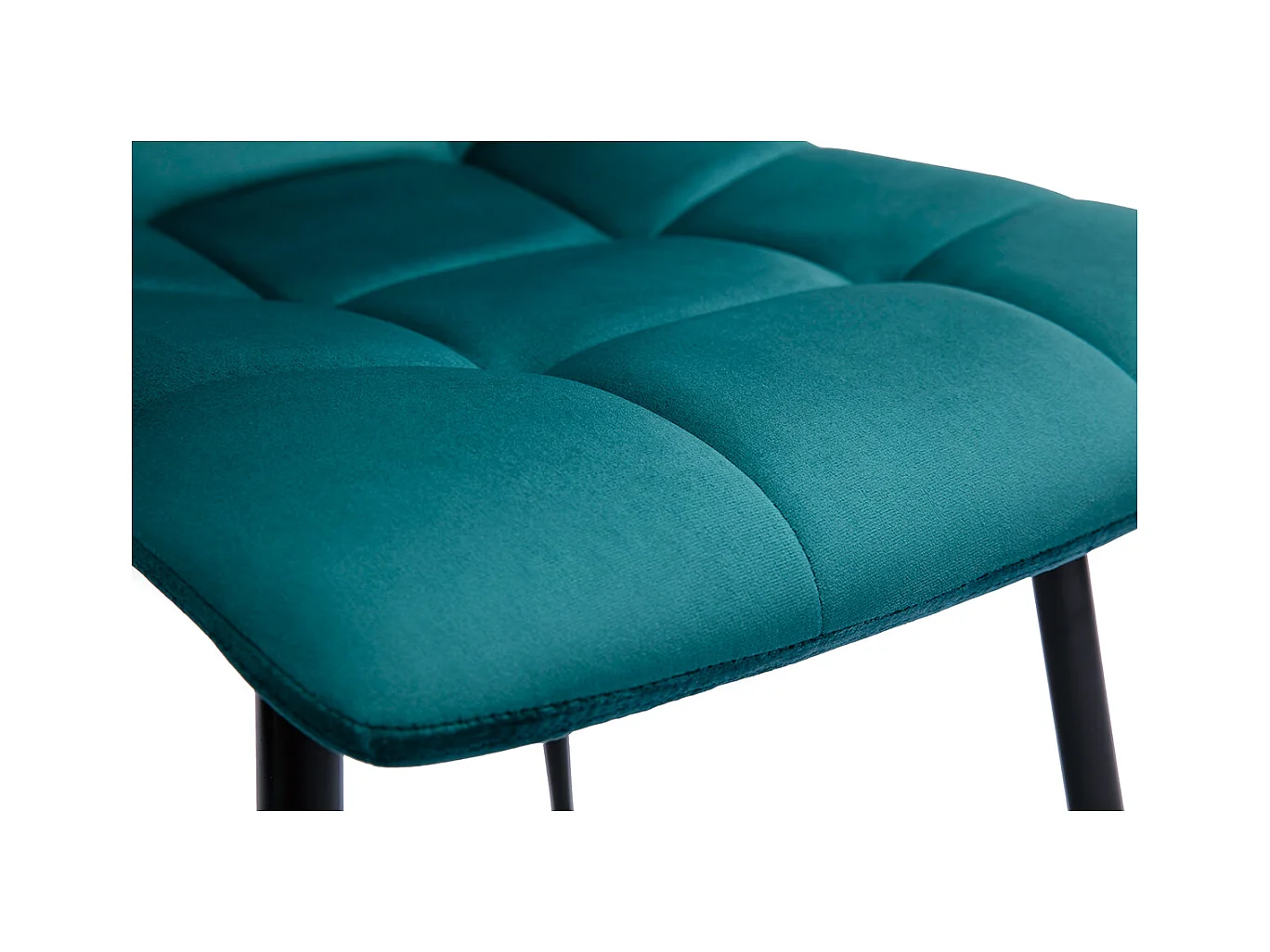 Sedie design in tessuto velluto blu anatra e metallo nero (set di 2) MAXWELL