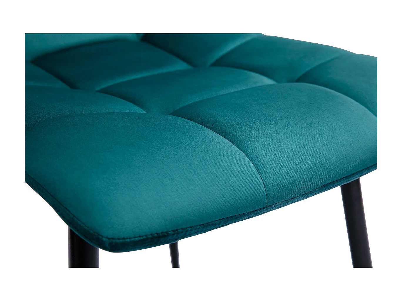 Sedie design in tessuto velluto blu anatra e metallo nero (set di 2) MAXWELL