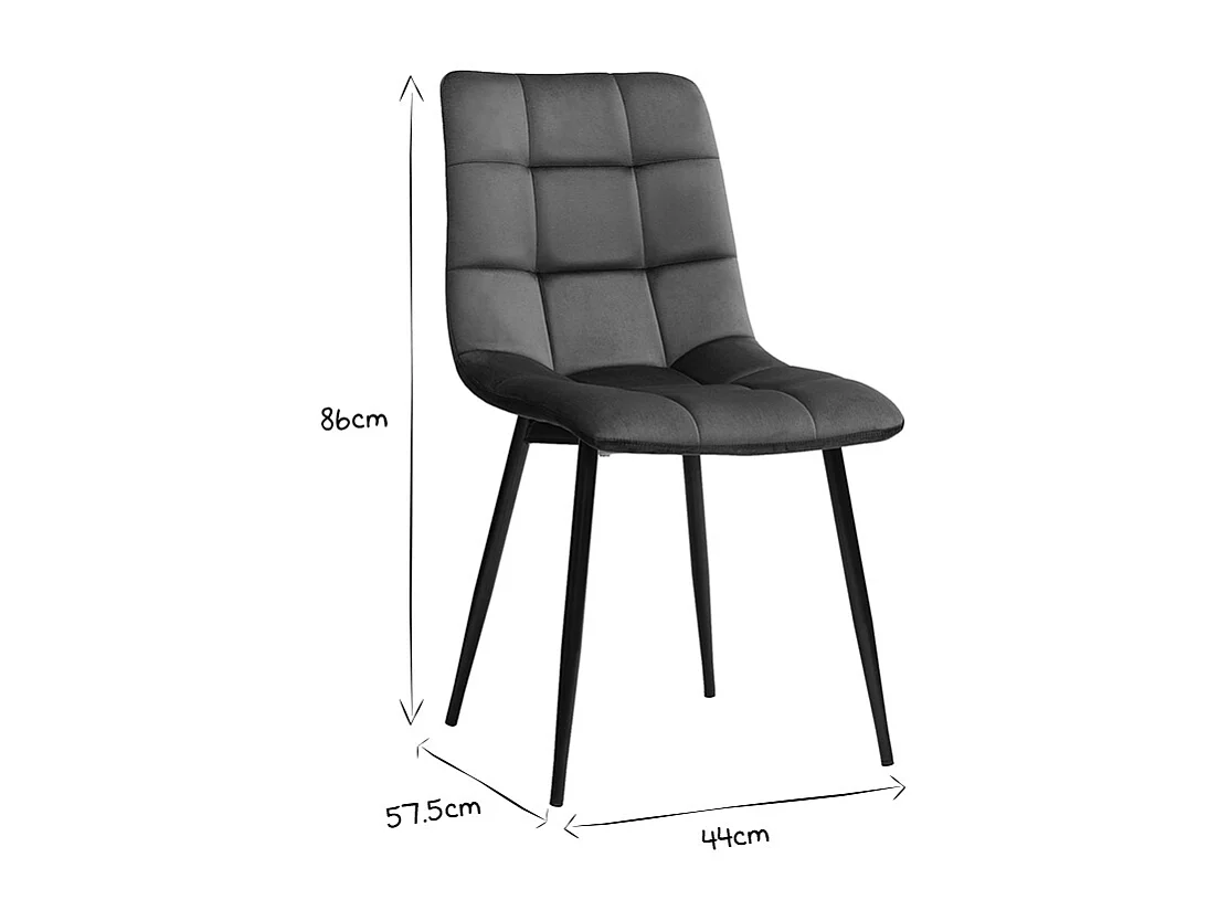 Sedie design in tessuto velluto blu anatra e metallo nero (set di 2) MAXWELL