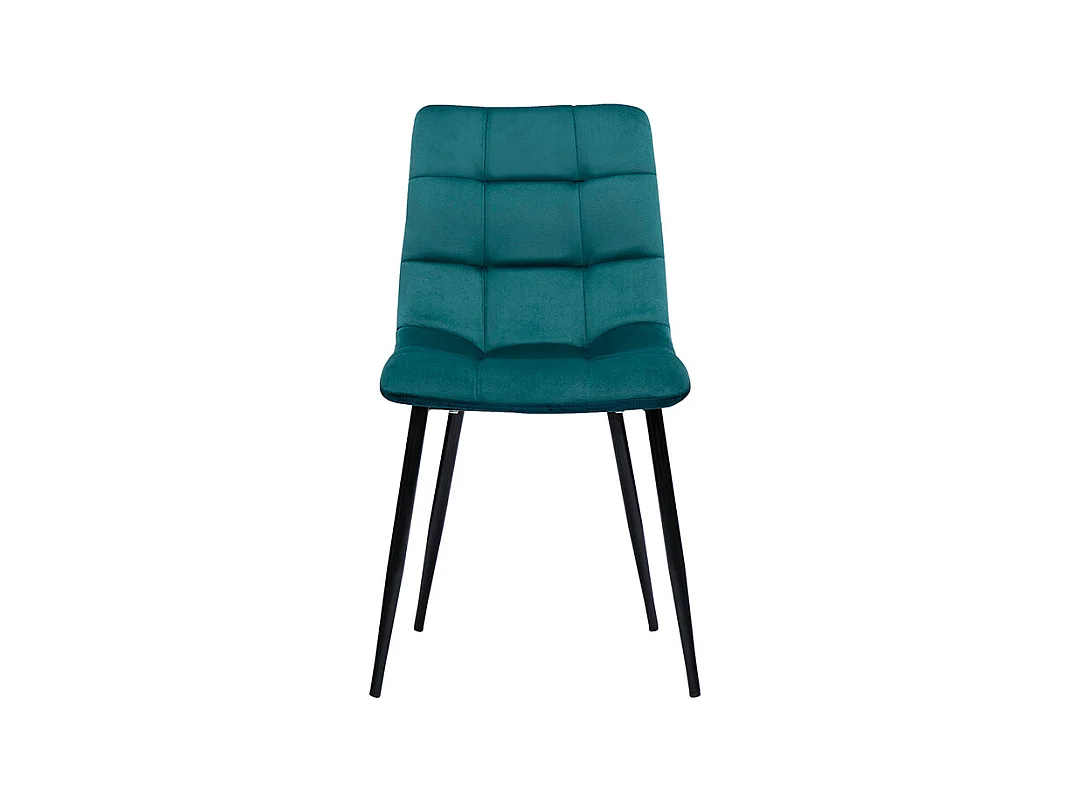 Chaises design en tissu velours bleu canard et métal noir (lot de 2) MAXWELL