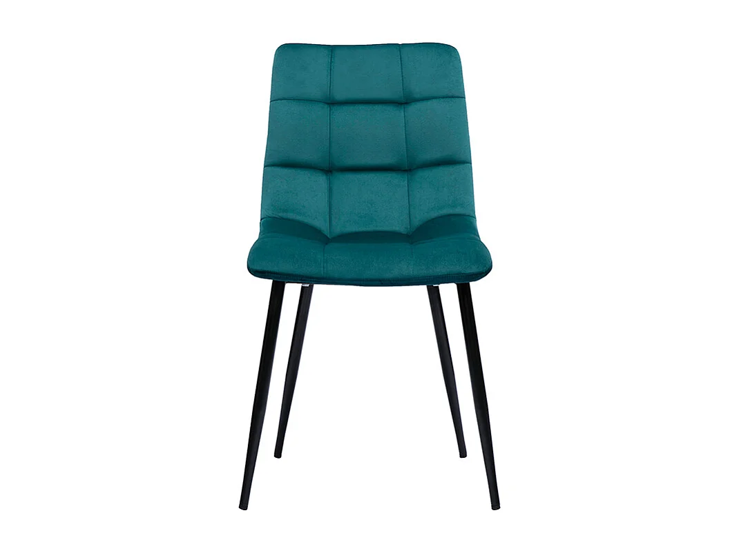 Chaises design en tissu velours bleu canard et métal noir (lot de 2) MAXWELL