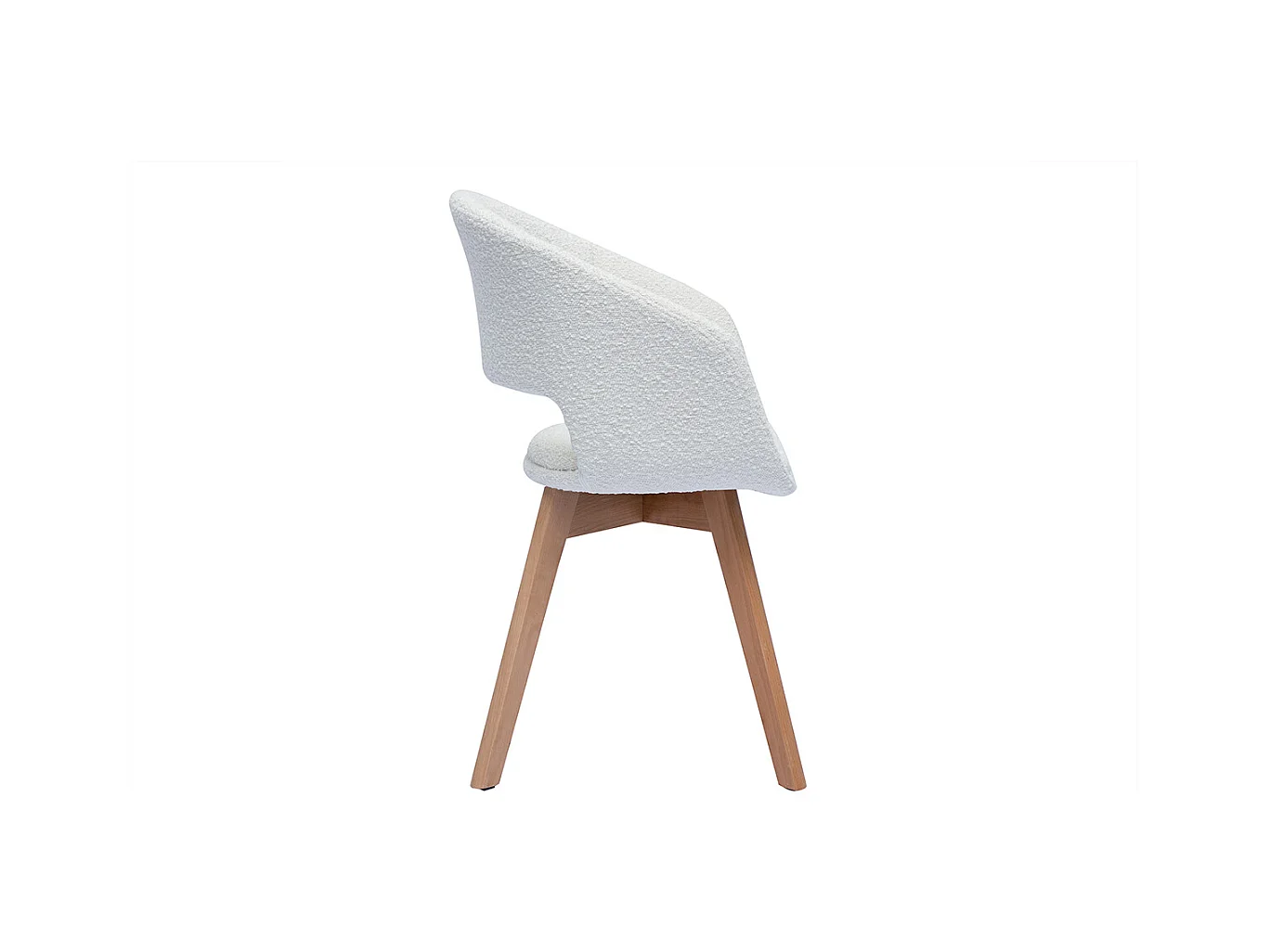 Silla nórdica de borreguillo blanco y madera clara maciza PRISMA