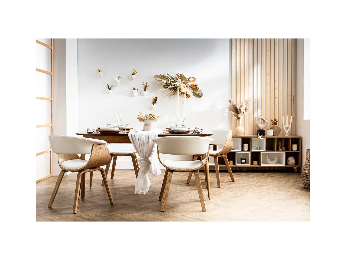 Sedia design in tessuto grigio e legno chiaro BENT